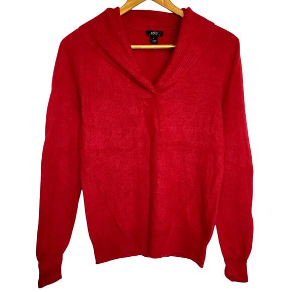 Vintage Prive Cashmere 100% Cashmere V-Neck Sweater Red Soft Lightweight Large - Picture 1 of 7